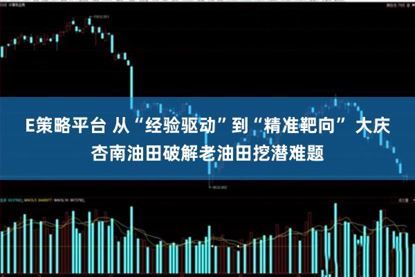 E策略平台 从“经验驱动”到“精准靶向” 大庆杏南油田破解老油田挖潜难题