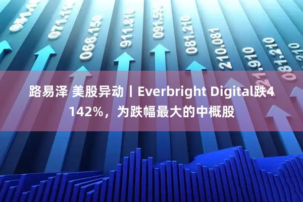 路易泽 美股异动丨Everbright Digital跌4142%，为跌幅最大的中概股
